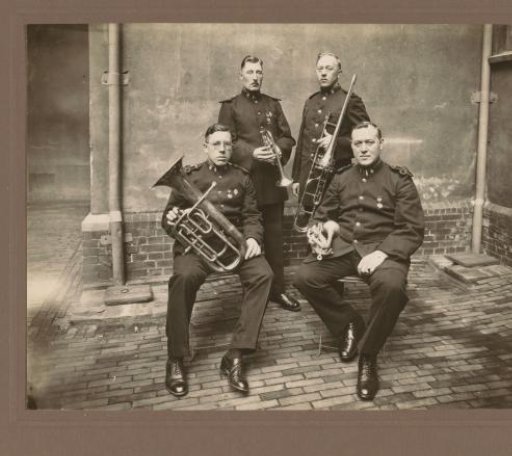 Portrait of four unknown members of the Amsterdam Post Harmonie