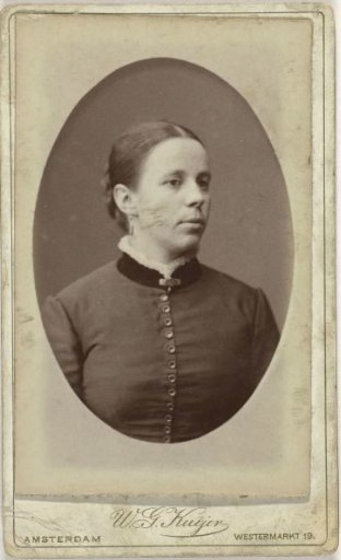 Oval studio portrait of a woman, bust