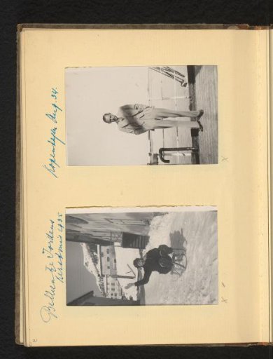 Two portraits of a woman on a sleigh and a man on a ship