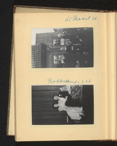 Portrait of Jan Hudig and Carla Heeris and a group portrait of guests at the wedding