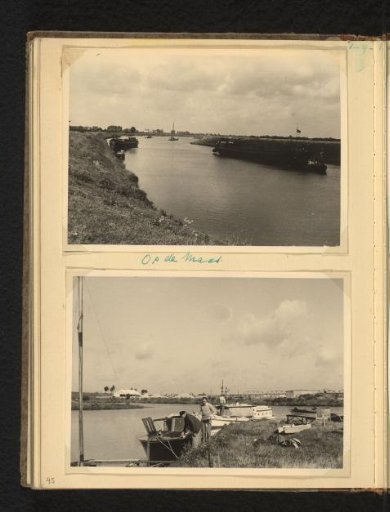 Two photographs of a boat trip on the Maas