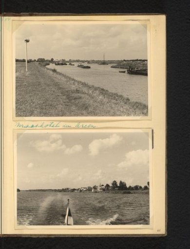 Two photographs of a boat trip on the Maas