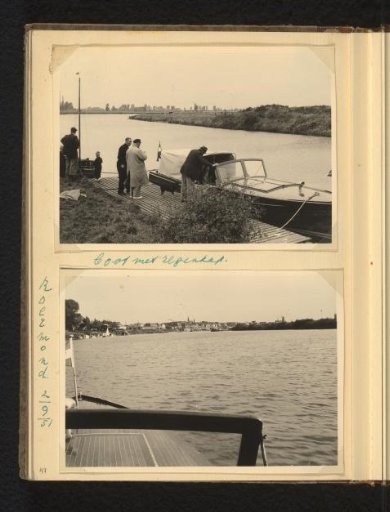 Two photographs of a boat trip on the Maas