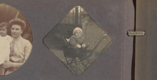 Child in a pram, designated as Guus