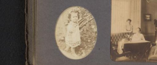 Toddler beside a tree, designated as Jenneke, possibly in Indonesia