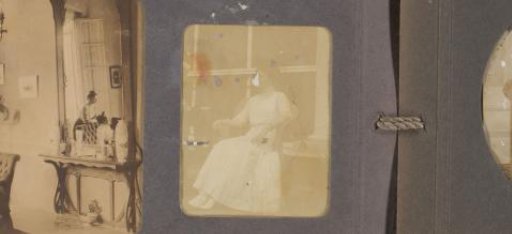 Unknown woman in a wicker chair on a veranda, possibly in Indonesia