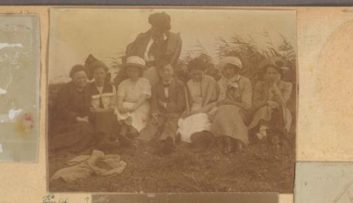 Group Photograph in the Grass: Mrs. Merkus, Corry Kok, Pauline van den Bussche, and Alexander Voormolen Next to Wiesje Merkus, Jenny Wichers, and Wies van den Bussche; Standing Behind the Group: Theo Wichers