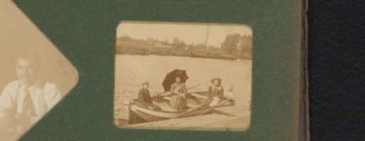 Three people in a rowing boat, presumably in Gelderland