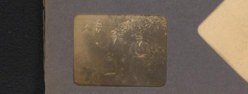 Three young men and a child in a garden, Hendrik and Barend Veen on the right