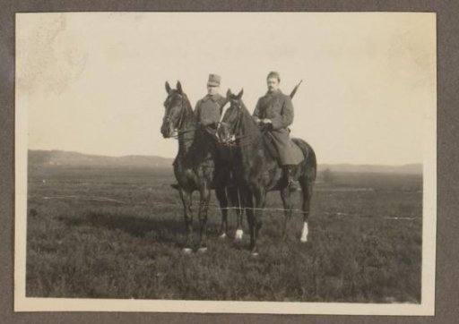 Johannes van Zijll de Jong and Sergeant-Major Meiners of the Corps of Mounted Artillery on horseback
