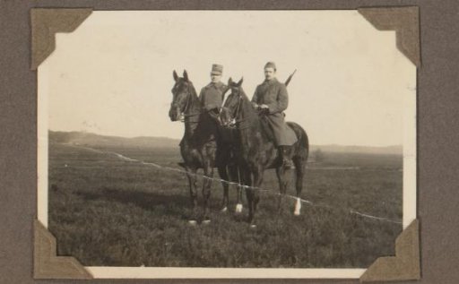 Johannes van Zijll de Jong and Sergeant-Major Meiners of the Corps of Mounted Artillery on horseback