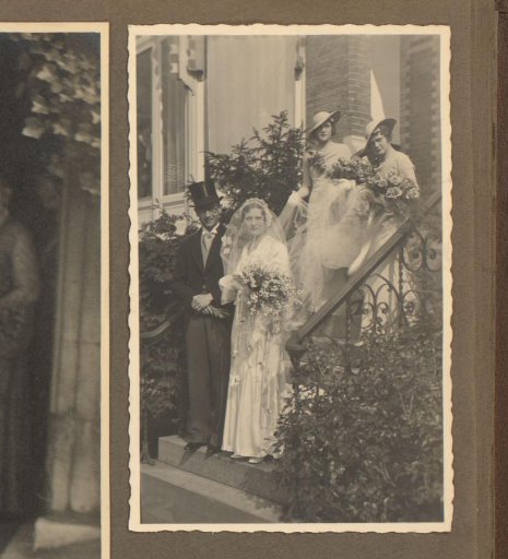 Bride and groom on a staircase