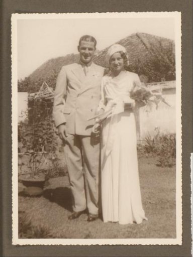 Portrait of Edward Burch and Ada Krüseman at their wedding, Bandoeng