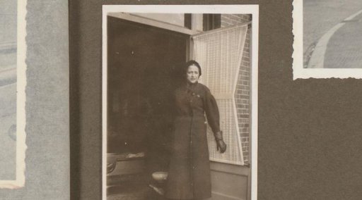 Woman by a garden door