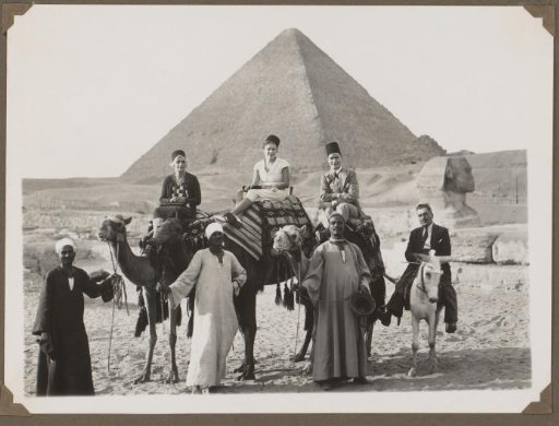 Group Portrait of a Company on Camels, a Donkey, and on Foot, Egypt
