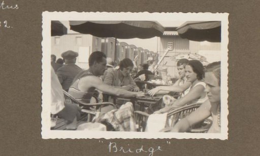 Bridge-playing company on a terrace in Scheveningen