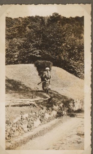 Jo Meier with a Basket on Her Back on the Way to Bettagno, Switzerland