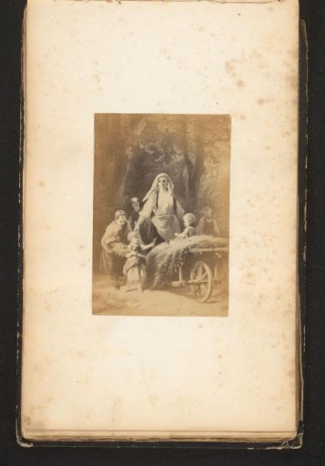 Photographic reproduction of a painting of a woman with children and a cart