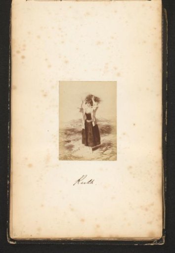 Photographic reproduction of a painting of a woman walking in the dunes