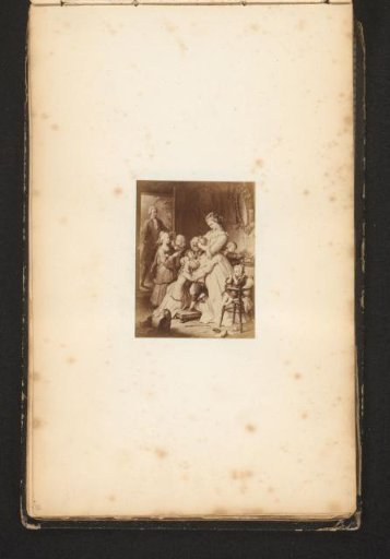 Photographic reproduction of a painting of a mother with children and a father returning home