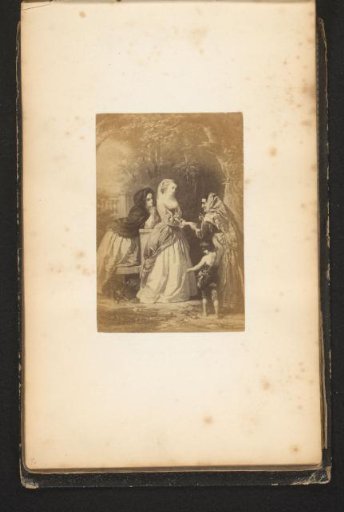 Photographic reproduction of a painting of three women and a child