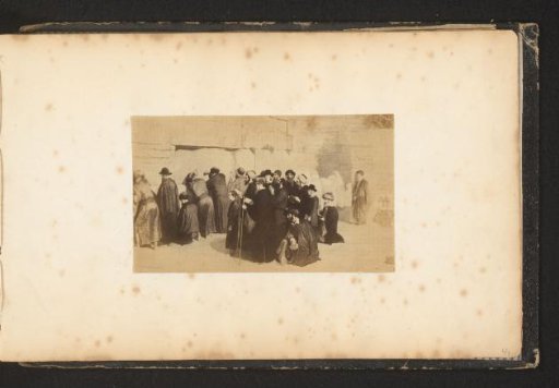 Photographic reproduction of a painting of praying people at the Western Wall in Jerusalem