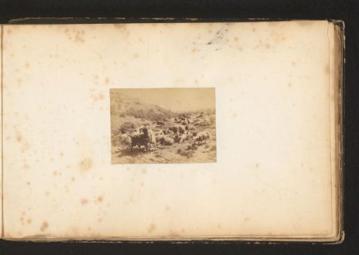 Photographic Reproduction of a Painting of a Landscape with Sheep and Goats
