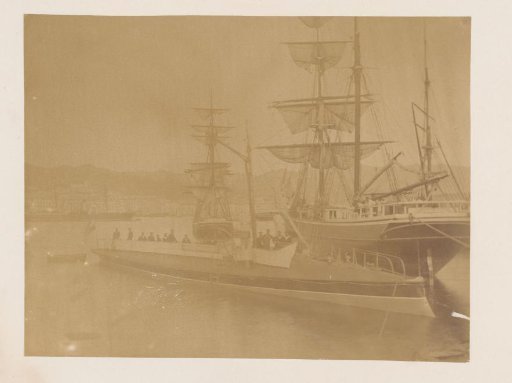 Two Training Ships in the Harbour with Sailors