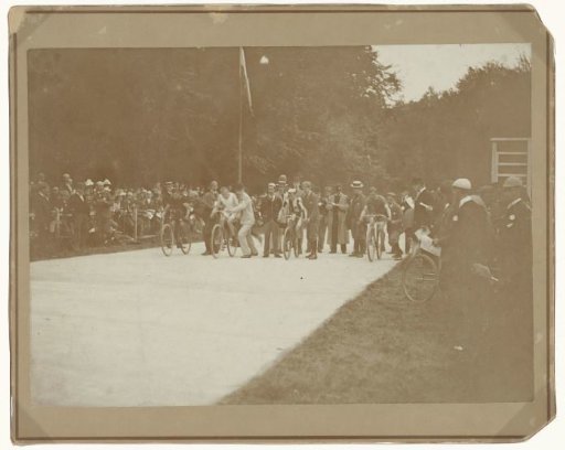 Cycling Race, the Start on a Forest Road