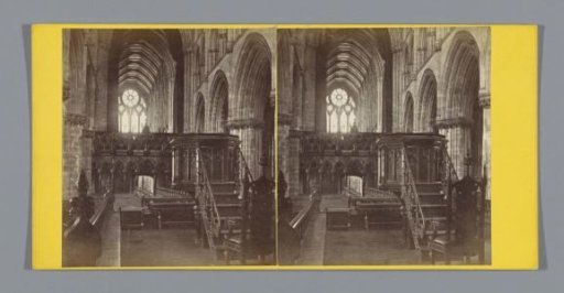 Interior of Glasgow Cathedral, with the pulpit in the foreground