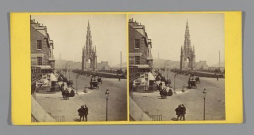 Street in Edinburgh, with the Scott Monument in the background