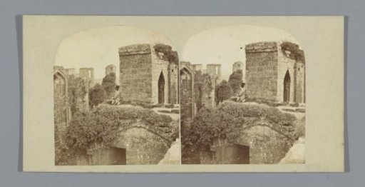 Man on the ruins of Kenilworth Castle