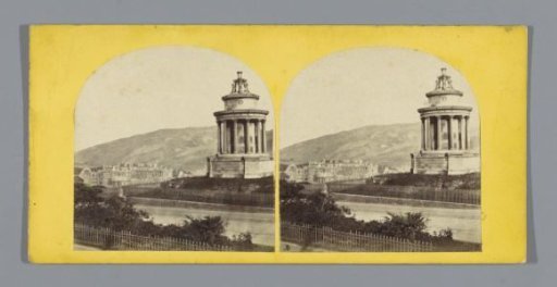 View of a monument to Robert Burns in Edinburgh