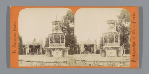 Pavilion and a stage (presumably) in the garden of the Château d'Asnières