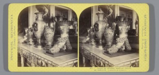 Vases on a mantelpiece in the Château de Saint-Cloud