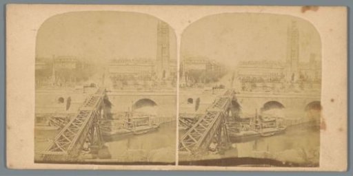 View of the reconstruction of the Pont au Change in Paris in 1858