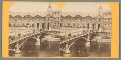 View of the Pont du Carrousel and the Louvre in Paris