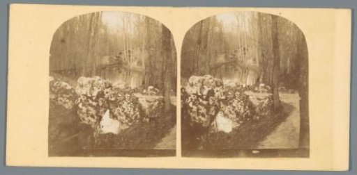 View of rocks in the Bois de Boulogne in Paris