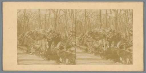 View of a stone bridge in the Bois de Boulogne in Paris