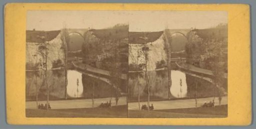 View of a bridge in the Parc des Buttes-Chaumont in Paris
