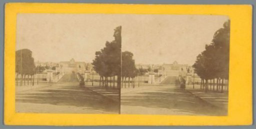 View of the Jardin du Champ de Mars in Paris with possibly the École Militaire