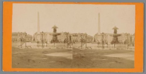 View of the Place de la Concorde in Paris with a fountain and the Luxor obelisk