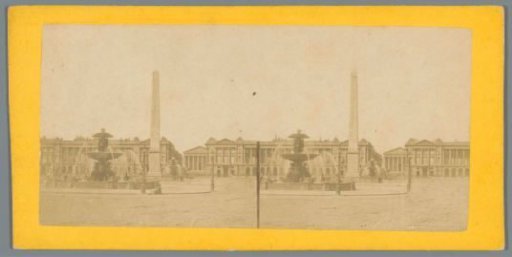 View of the Place de la Concorde in Paris with a fountain and the Luxor obelisk