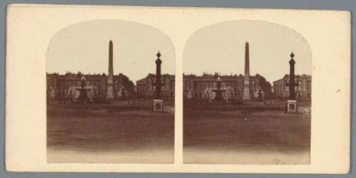 View of the Place de la Concorde in Paris with a fountain and the Luxor obelisk