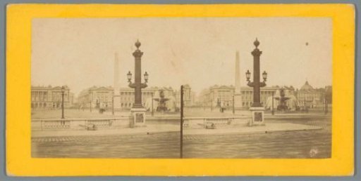 View of the Place de la Concorde in Paris with a fountain and the Luxor obelisk