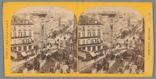 View of Boulevard Saint-Denis and the Porte Saint-Denis in Paris
