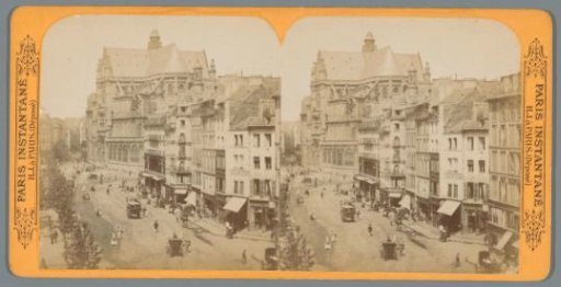View of the Église Saint-Eustache and possibly the Rue Rambuteau in Paris