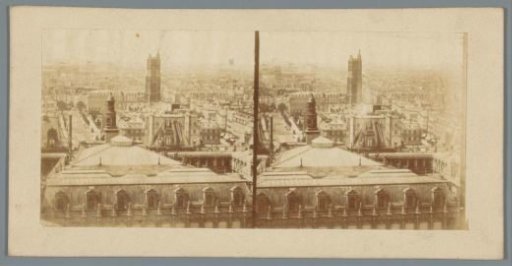 View of Paris with the Rue de Rivoli and the Tour Saint-Jacques