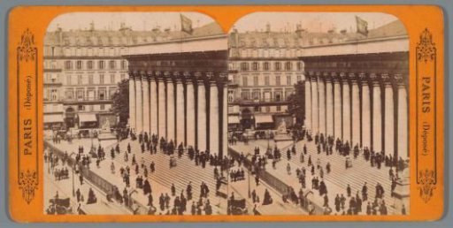 View of the Palais de la Bourse, or the Palais Brongniart in Paris