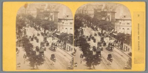 View of the Boulevard des Italiens with the Pavillon de Hanovre in Paris